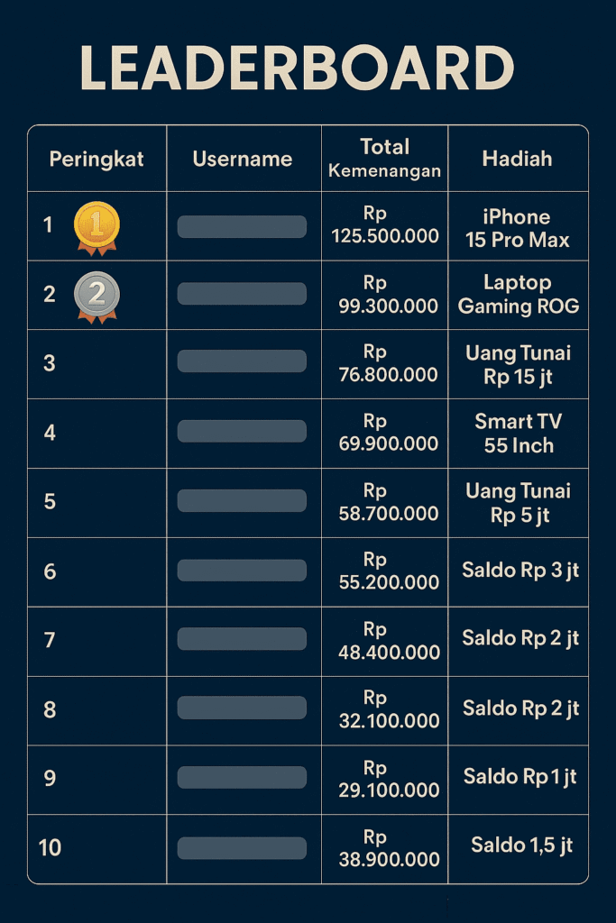 leaderboard turnamen slot